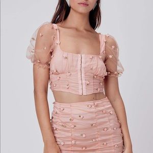 For Love & Lemons Rosette Crop Top in Peach NWT